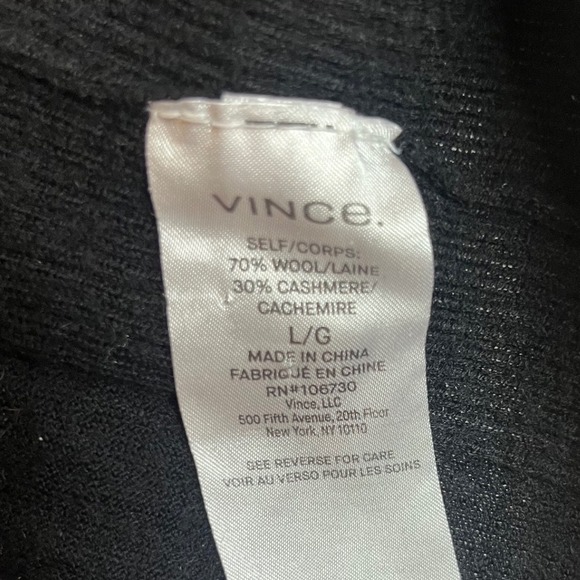 Vince Black Wool Cashmere Turtleneck Sweater Womens Large Pullover RN106730 - Picture 4 of 5